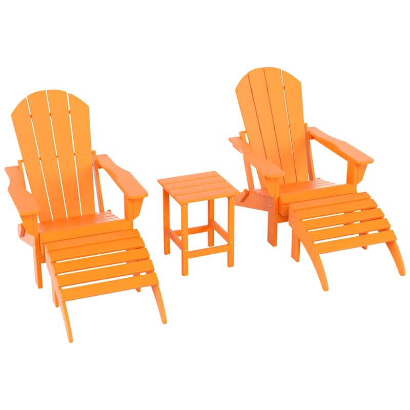 Polytrends Laguna Hdpe All Weather Outdoor Patio Foldable Adirondack Chairs Conversation Set (5-Piece Set)