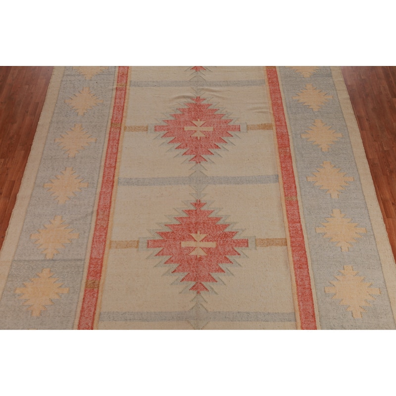 Hand Woven Oriental 100% Jute Carpet Southwestern Modern Beige & Ivories Kilim Area Rug - 13' 3'' X 10' 8''