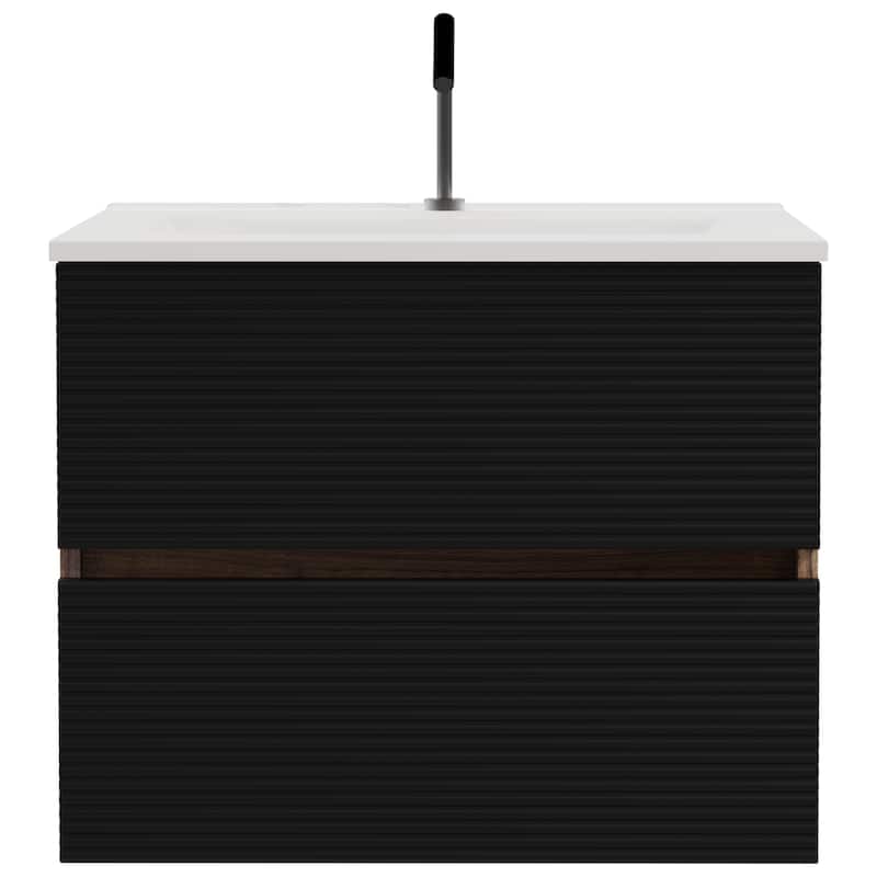 GDFStudio - Nathan Gloria Modern Floating Bathroom Vanity with Integrated Ceramic Basin and Refined Storage Design