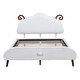 preview thumbnail 11 of 13, Full Size Upholstered Platform Bed with Sheep-Shaped Headboard For Kids