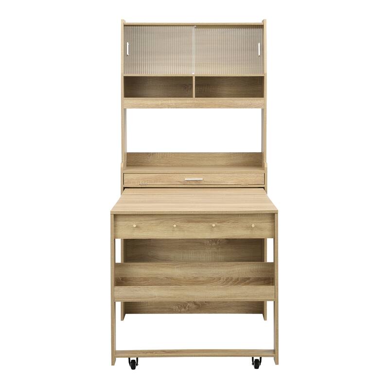 Roomfitters 69" Kitchen Pantry Organizers and Storage Kitchen Cabinet with Extendable Dining Table and Coffee Bar