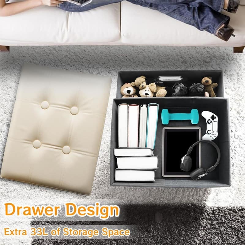 17 inches Leather Folding Footrest Ottomans