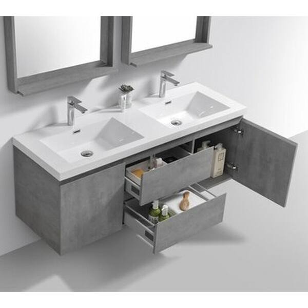 Alma Pre 60 Inch Double Sink Wall Mount Vanity Overstock Alma Pre 60 Inch Double Sink Wall Mount Vanity Overstock