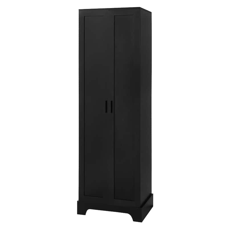 Storage Cabinet with Two Doors for Bathroom Office Adjustable Shelf MDF Board - Black