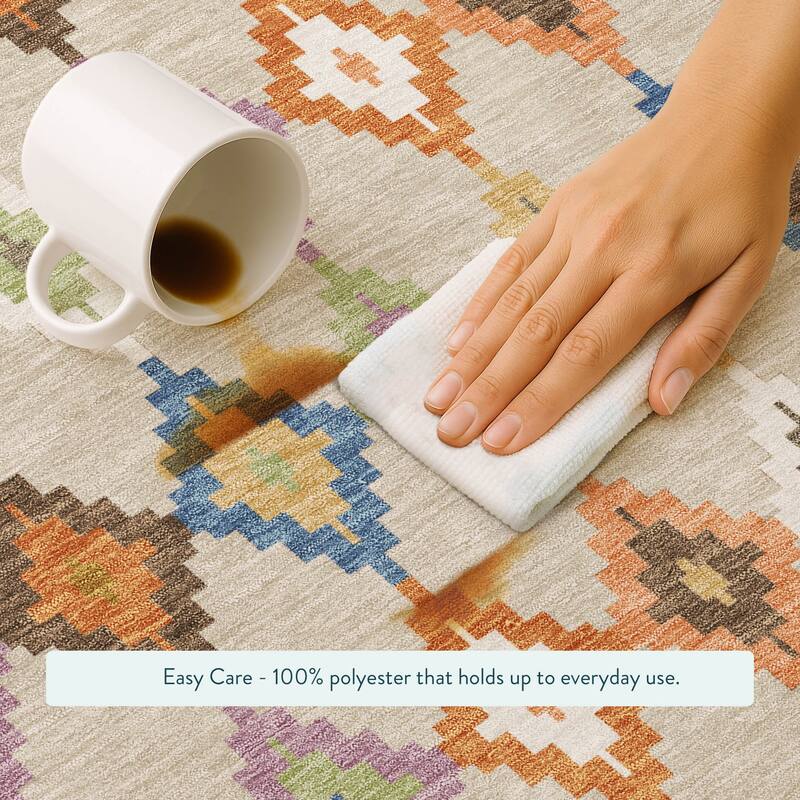 Machine Washable Indoor/ Outdoor Global Ahmet Chantille Rug