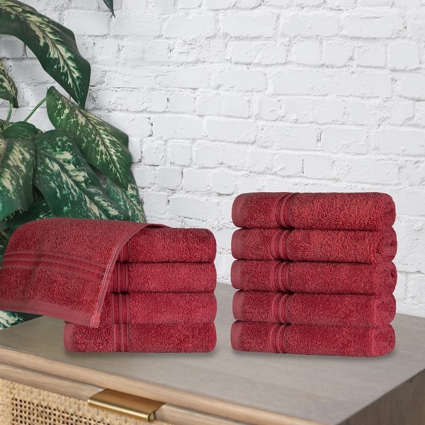 Superior Egyptian Cotton Medium Weight Washcloth Towel Set of 10