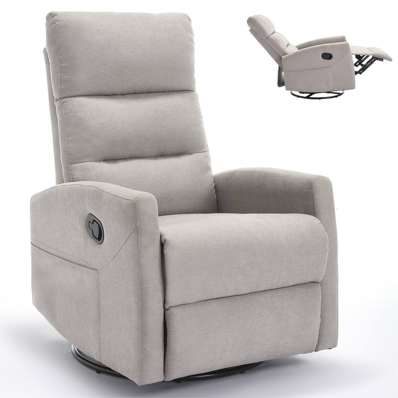 Roomfitters Swivel Rocker Recliner Chair Manual 360 Degree Glider Lounge Sofa Padded Fabric Armchair for Living Room