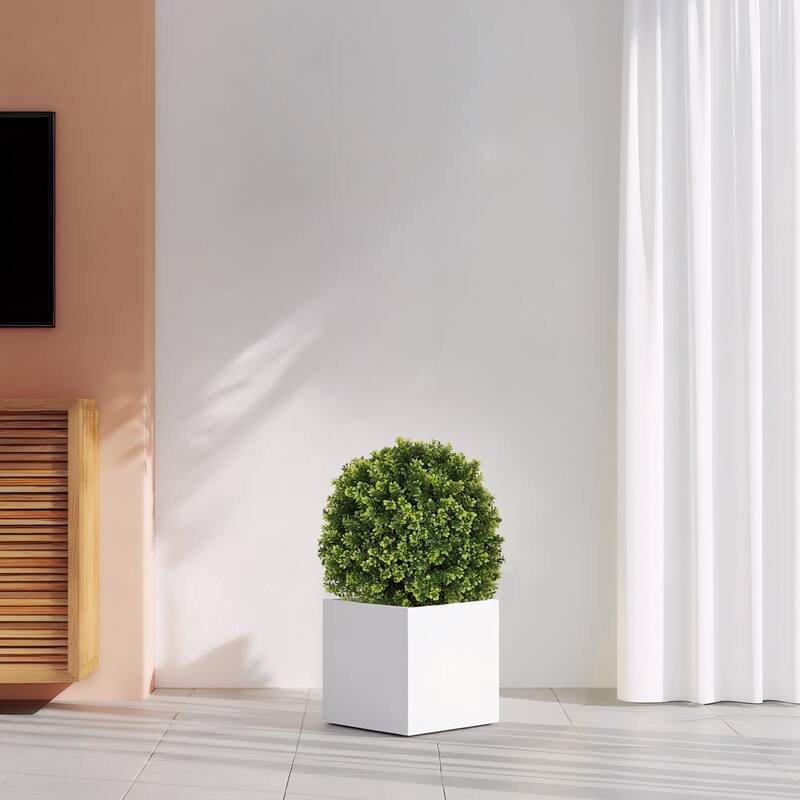 55cm Artificial Topiary Boxwood Ball Trees for Outdoor Front Porch, UV Resistant Faux Shrubs, 2pcs/set