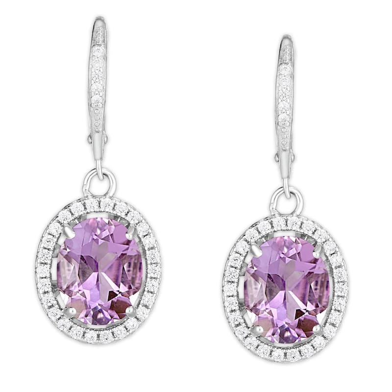 Victoria Townsend Silver Plate Cubic Zirconia Dangle Lever back Earrings