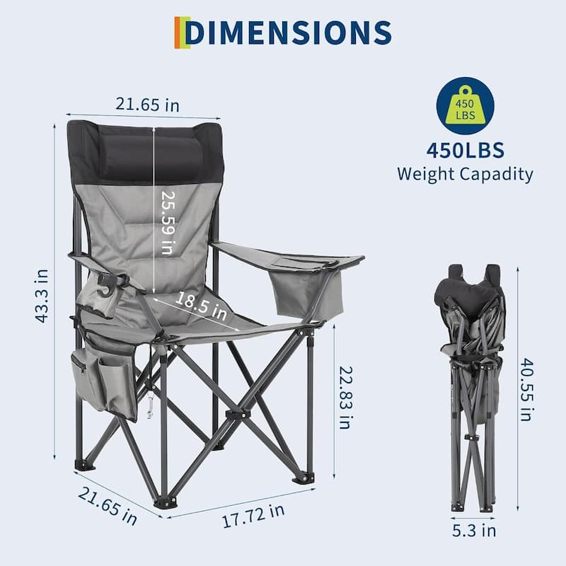 2 PCS Portable Outdoor Single Folding Camping Chair for Camping, Sports, Picnic - N/A