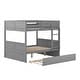 preview thumbnail 4 of 48, Elegant Full Over Full Bunk Bed, Twin Size Trundle with Removable Casters, Split into Two Separate Beds, Space-saving, Gray