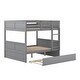 preview thumbnail 4 of 48, Full Over Full Bunk Bed with Twin Size Trundle, Space-saving, Gray