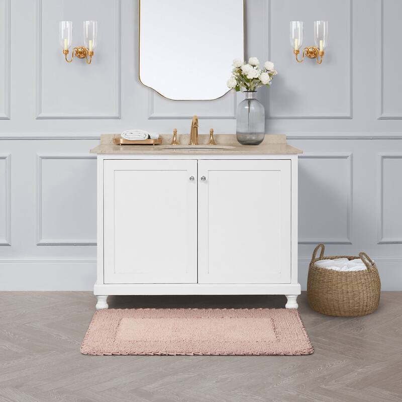 Laura Ashley Ruffle Border Pure Cotton Bath Rugs