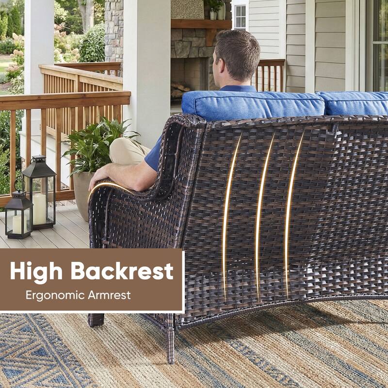 Pocassy Outdoor 2 Person Sofa Patio Loveseat with Comfy Cushions