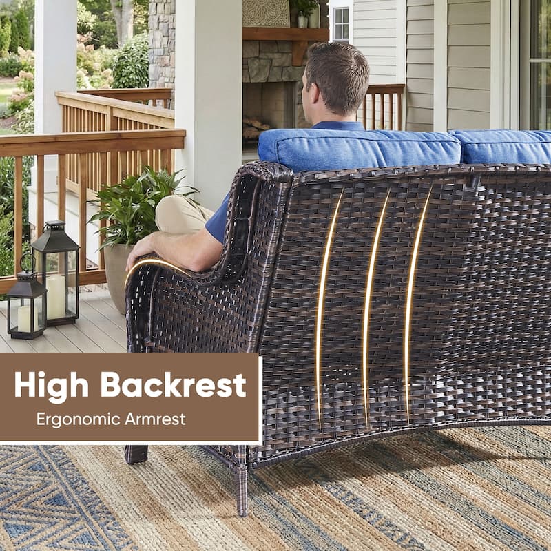 Pocassy Outdoor Patio Loveseat All-Weather Wicker Loveseat with Cushions