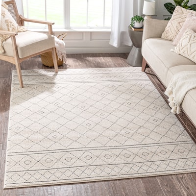Well Woven Malaga Mara Moroccan Lattice Trellis High Low Area Rug