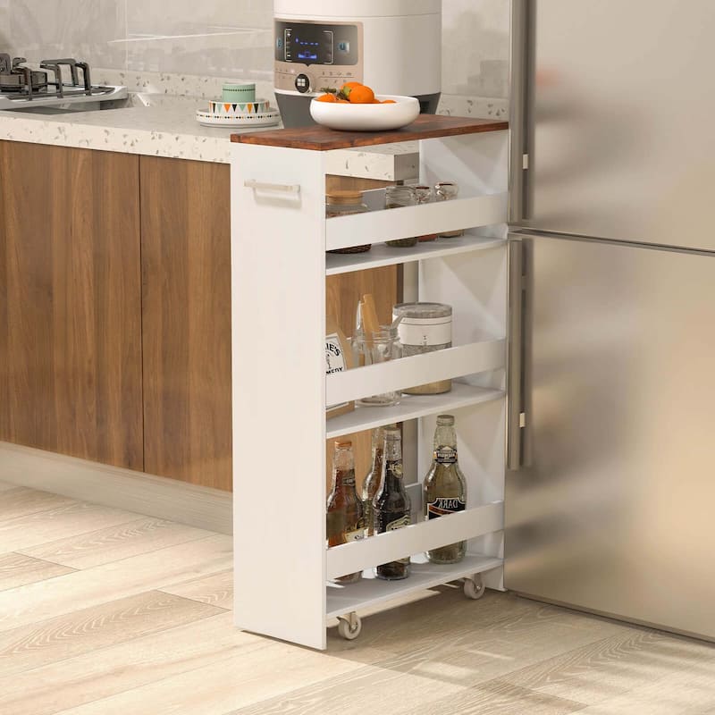 Costway 4-Tier Rolling Storage Cart 8" Slim Kitchen Cart on Wheels