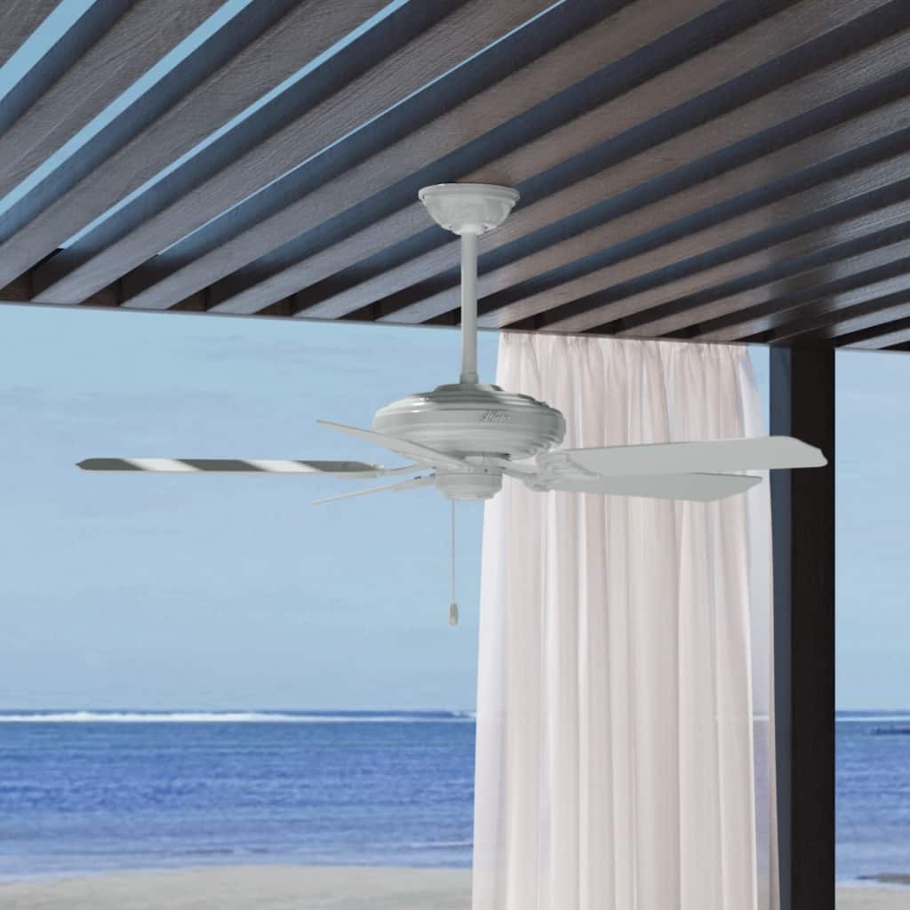 Hunter 52" Sea Air White Outdoor Ceiling Fan with Pull Chain