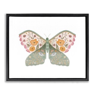 Stupell Moth with Floral Wings Framed Floater Canvas Wall Art Design By ...