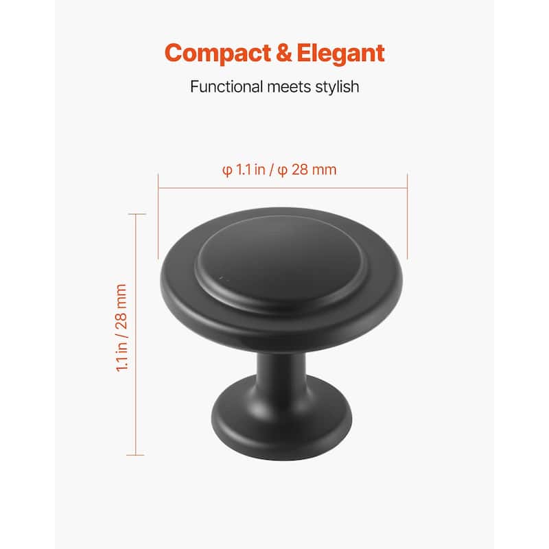Black Mushroom Cabinet Knobs 30 Pack Zinc Alloy Single Hole Drawer Pulls with Screws for Kitchen Bathroom Wardrobe Furniture