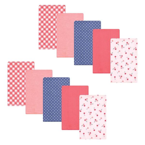 slide 1 of 1, Hudson Baby Infant Girl Flannel Burp Cloth 10pk, Cherry Sweet, One Size - Cherry Sweet 10 Pack - One Size One Size - Cherry Sweet 10 Pack