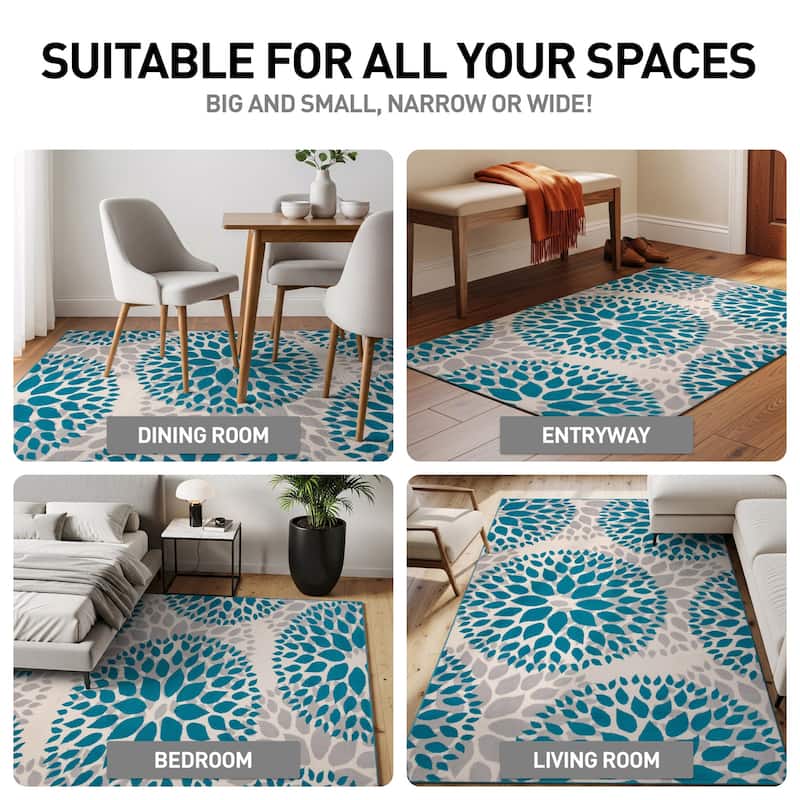 World Rug Gallery Modern Floral Circles Area Rug