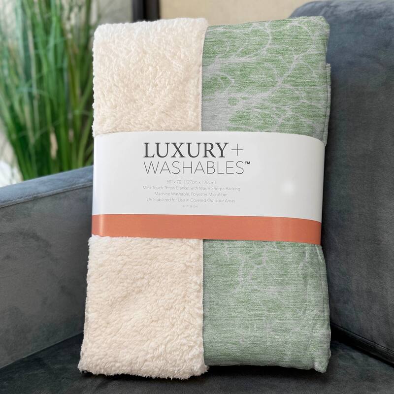 Premium Machine Washable Modern Floral Sherpa Throw Blanket