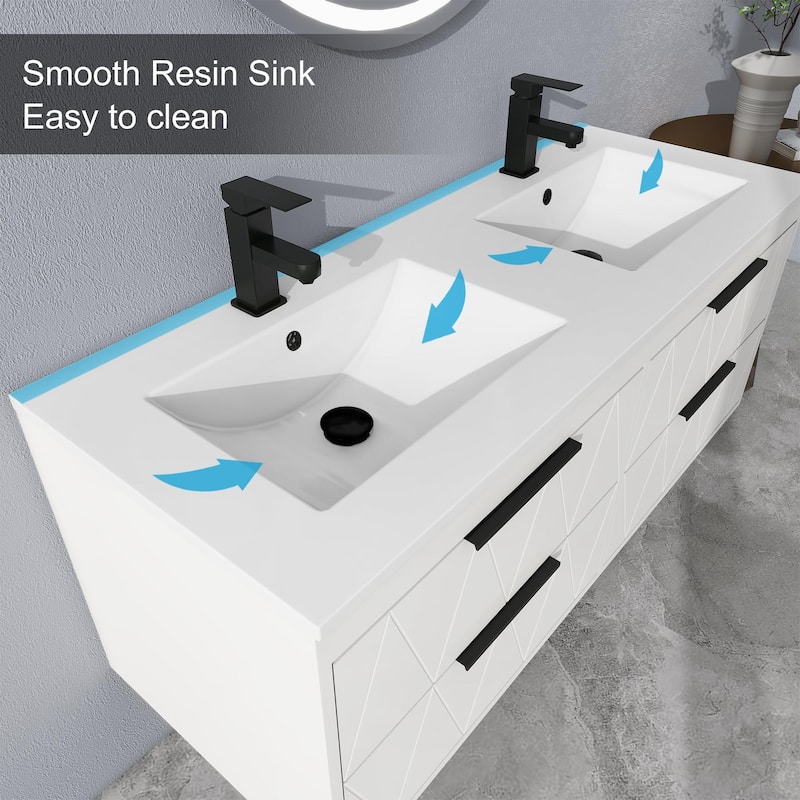 Wall Mount Vanity with Ceramic Sink SMC Sink Soft-Close
