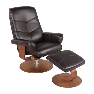 Contemporary Swivel Recliner and Ottoman Set