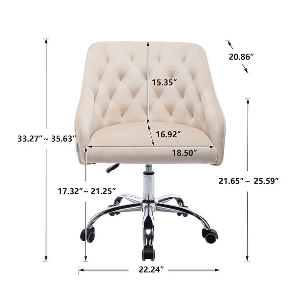 Velvet Upholstered Swivel Tufted Adjustable Height Homeoffice Task