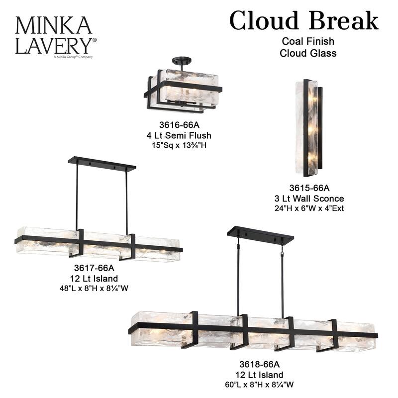 Minka Lavery 3615 Cloud Break 3 Light 24" Tall Wall Sconce with Cloud