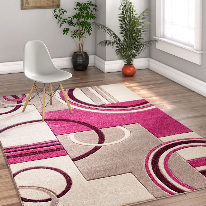 Well Woven Modern Geometric Arcs Shapes Area Rug 5'3 x 7'3
