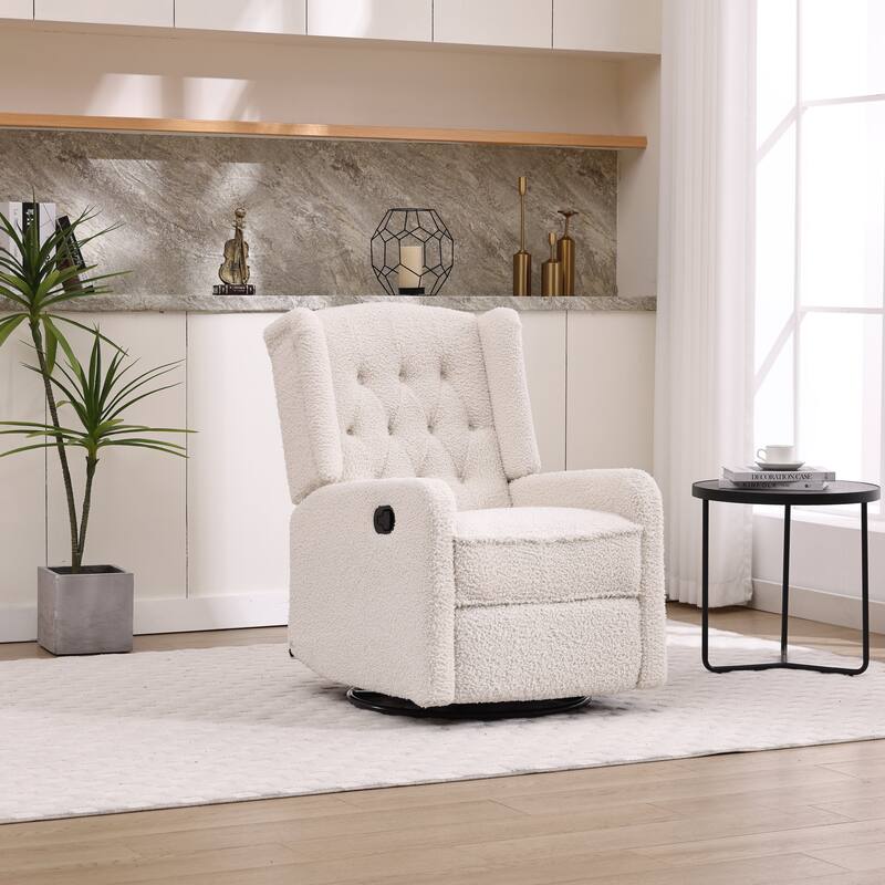 Multi-gear adjustable lounge chair 360 degrees full rotation rocking chair - White