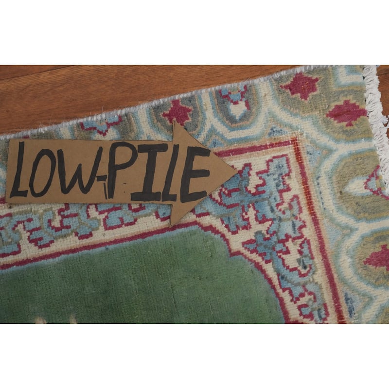 Hand Knotted Oriental 100% Wool Carpet Traditional Medallion Green Kerman Area Rug - 2' 6'' X 1' 10''