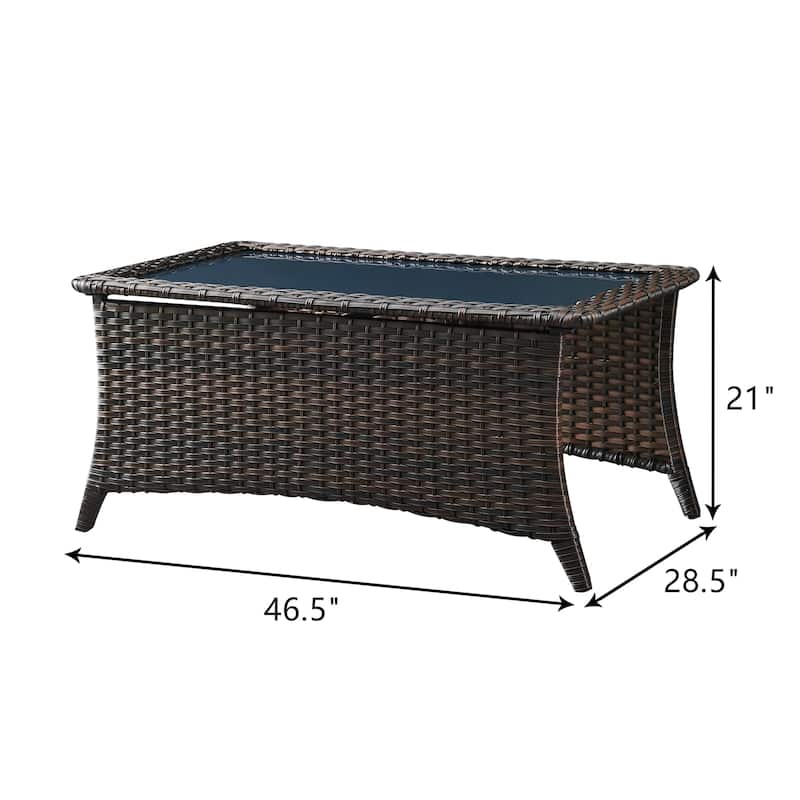 Pocassy Outdoor Patio Wicker Coffee TableRectangle 46.5X28.5X21 On