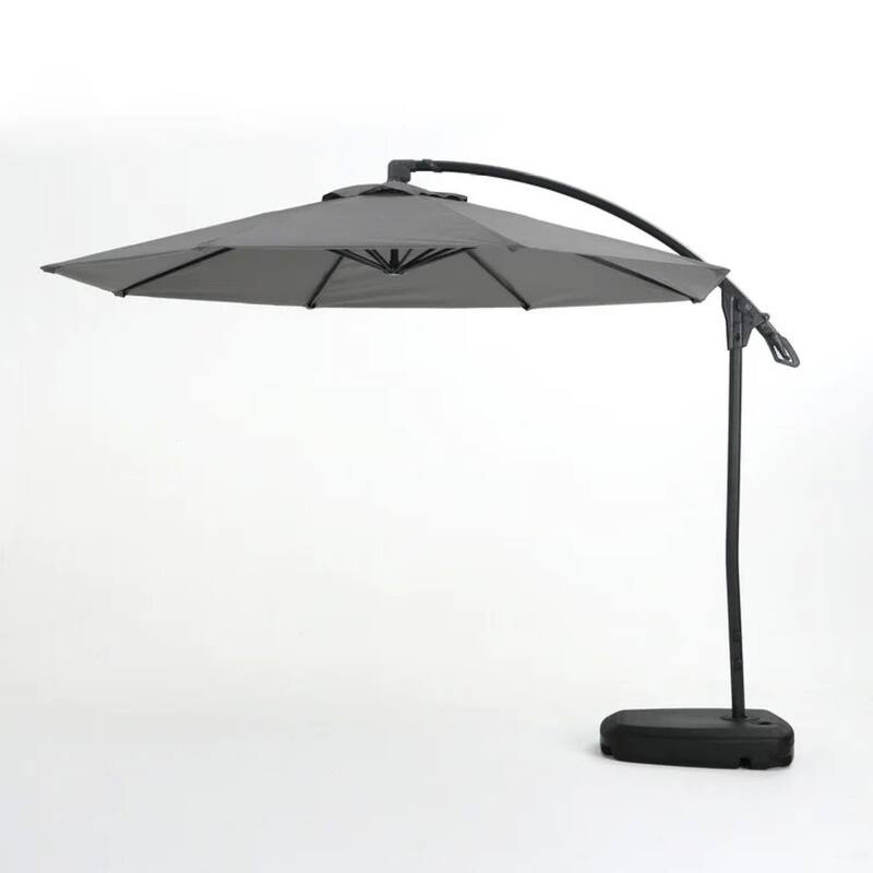 Roomfitters Simple Banana Shape Hanging Cantilever Umbrella with UV Resistant Canopy, No Flap Design, Grey - Grey