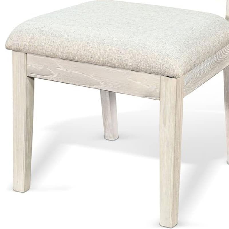 Zemi Dining Chair Set of 2, Rattan Back, Beige, Light Gray Solid Wood