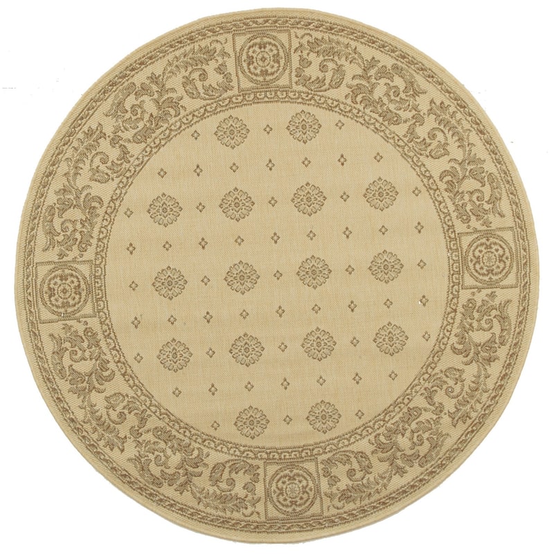 SAFAVIEH Courtyard Steve Indoor/ Outdoor Waterproof Patio Backyard Rug - 6'7" Round - Natural/Brown