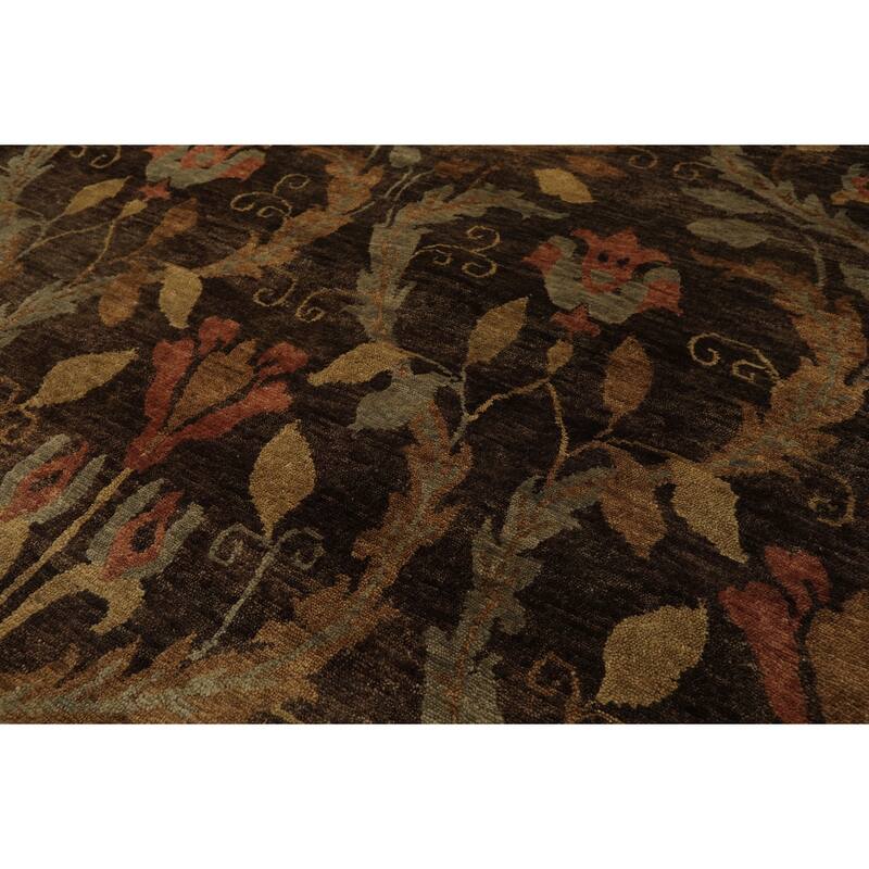 8x9'9'' Hand Knotted Wool Brown Traditional Kalaty Oushak Rug - 8' x 9' 9''