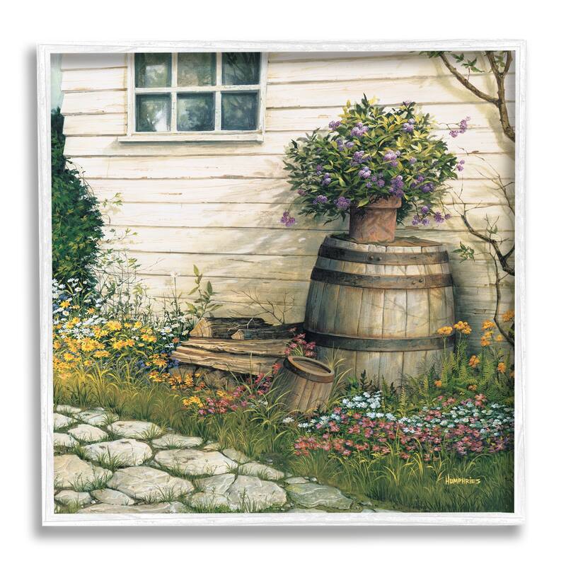 Stupell Cottage Garden Path Framed Giclee Art Design by Michael Humphries - 24 x 24 - White