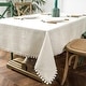 preview thumbnail 14 of 17, DriftAway Pom Pom Tassel Rectangle Linen Textured Decorative Table Cloth