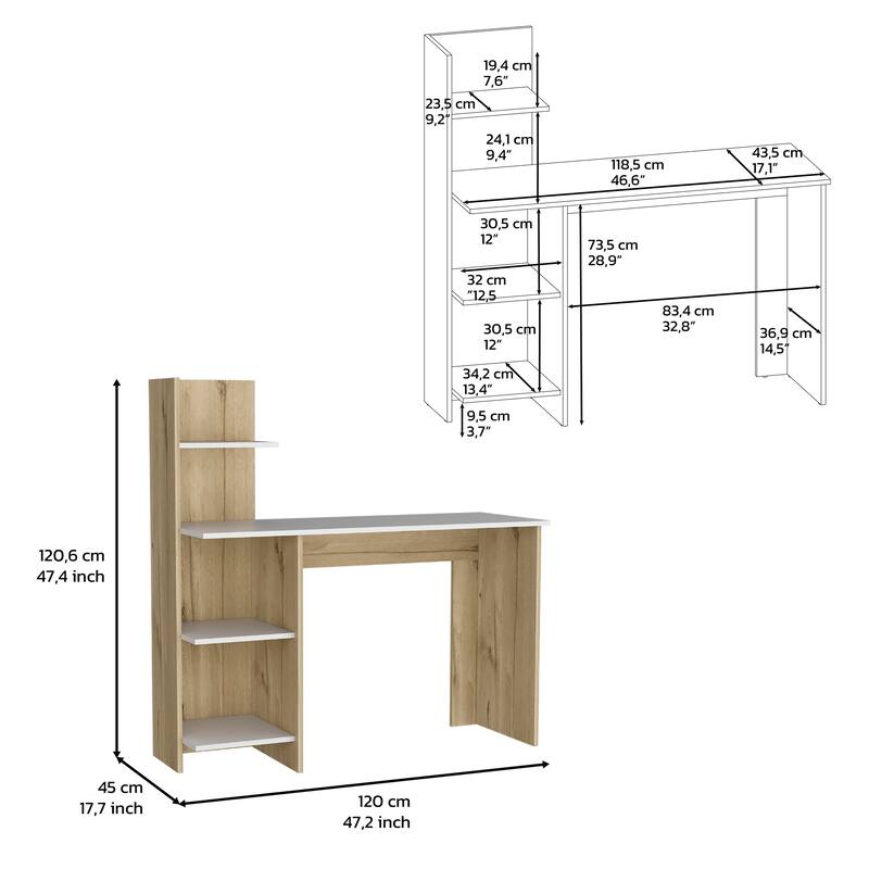 47-Inch Computer Desk with Open Shelves for Home Office Use