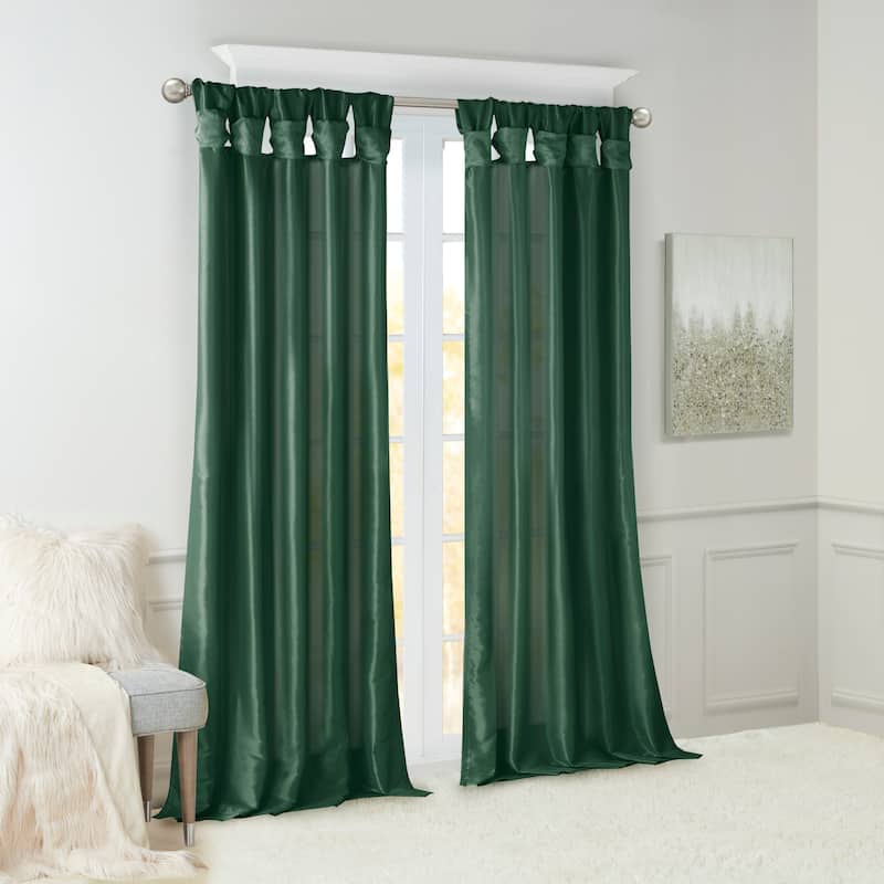 1 PC Twist Tab Lined Window Curtain Panel Green