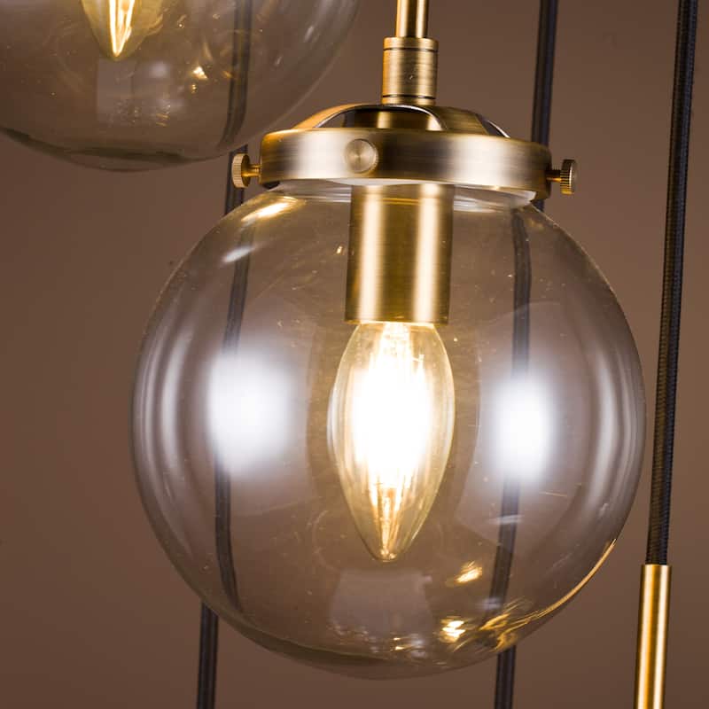 Modern Staircase Globe Bubble Glass Linear Chandelier 5-Lights Corner Pendant Light - H 59"