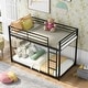 preview thumbnail 12 of 33, Metal Twin Bunk Bed with Guardrails - Low Design Black