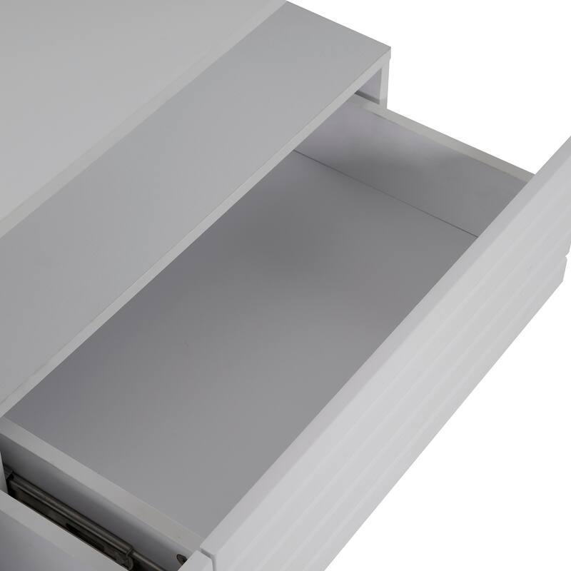 47.2" LED Coffee Table with Drawers & Light Display