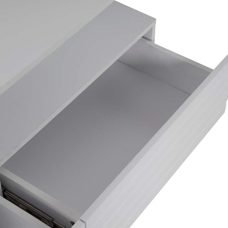 47.2" MDF LED Coffee Table with Multi-Color Lighting and Two Drawers