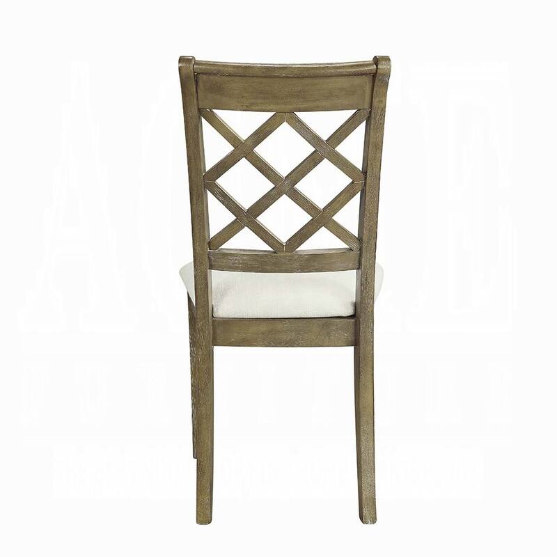 Beige and Rustic Oak Lattice Back Side Chairs (Set of 2) - Beige