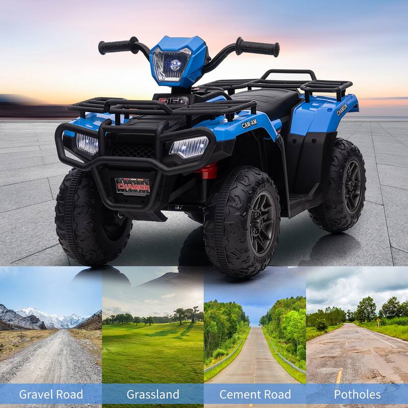 12V Kids Ride on ATV, Battery-Operated Car, Dual Speed Adjustment 1.5-2.2mph for Toddlers