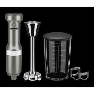 KitchenAid 2-Speed Hand Blender - Corded Immersion Blender For Soups, Smoothies & Purees, Matte Gray
